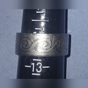 Engraved Silvertone Size 12 Band Ring